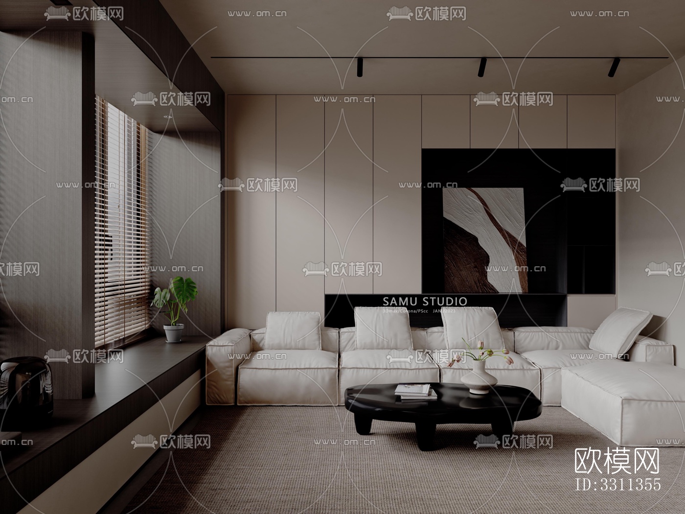 现代客餐厅效果图下载（渲染图2）