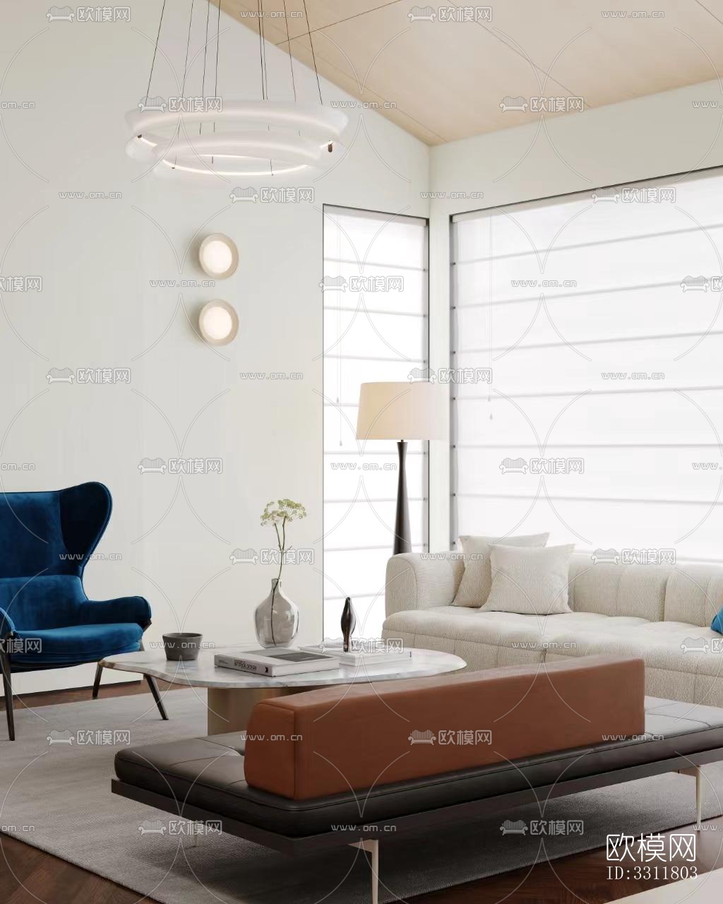 现代客餐厅效果图下载（渲染图3）