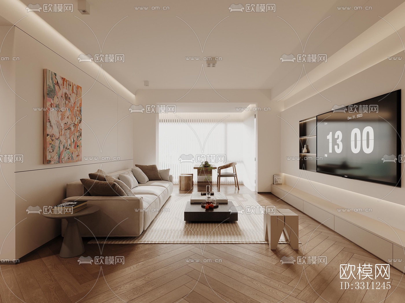 现代客餐厅效果图下载（渲染图3）