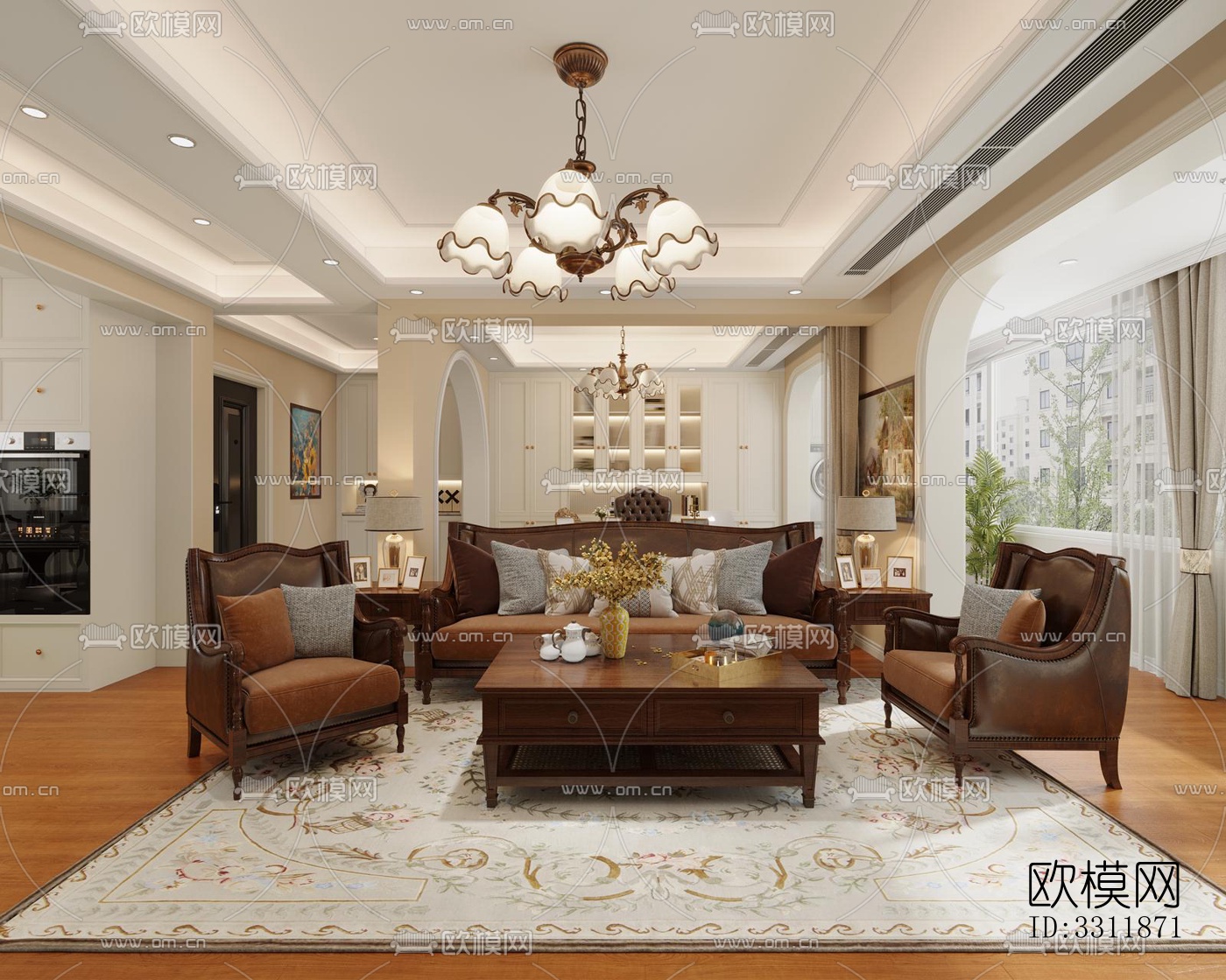 现代客餐厅效果图下载（渲染图5）