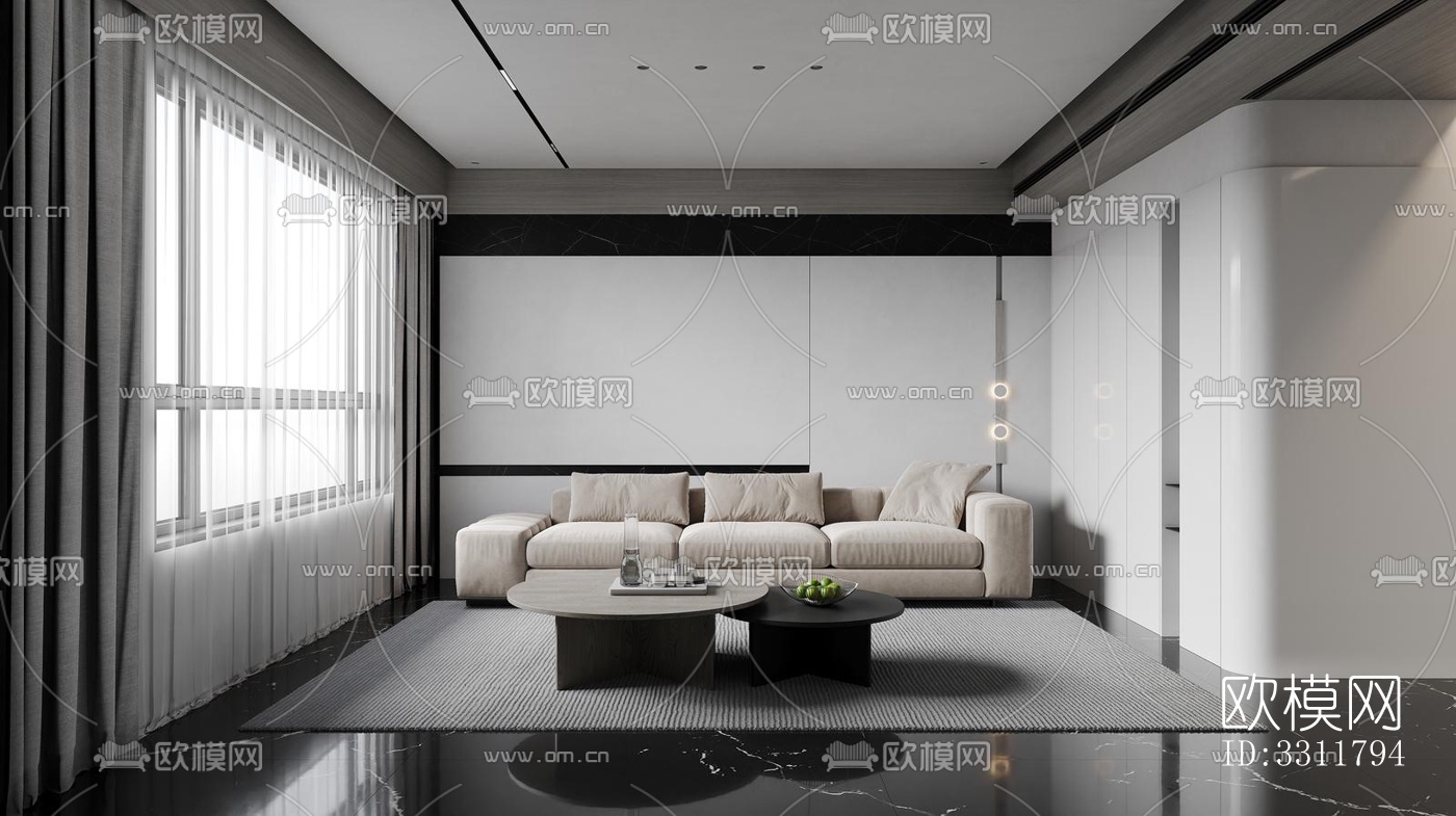 现代客餐厅效果图下载（渲染图4）