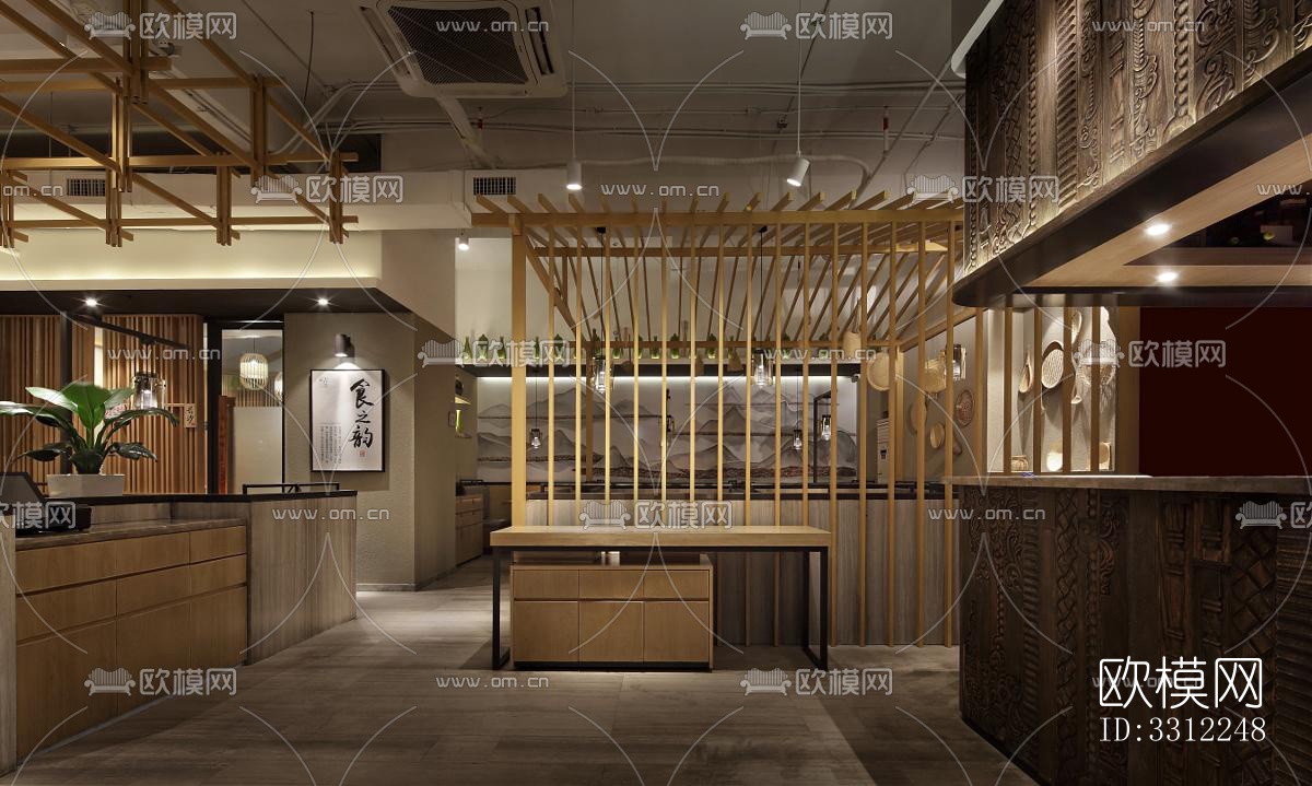 新中式中餐厅效果图下载（渲染图9）