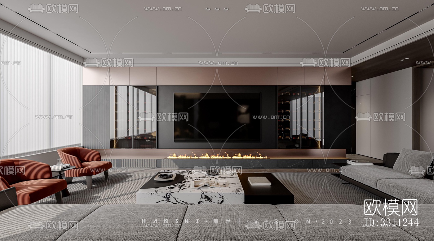 现代客餐厅效果图下载（渲染图8）