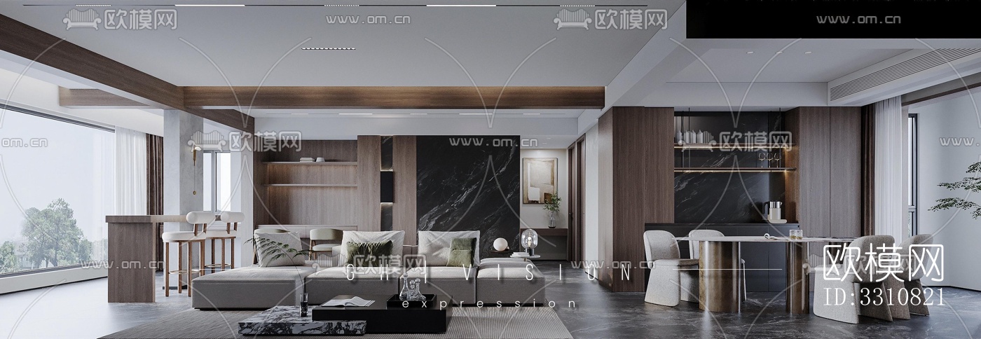 现代客餐厅效果图下载（渲染图11）