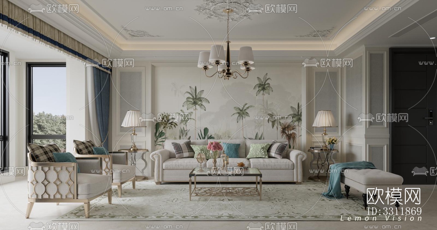 现代客餐厅效果图下载（渲染图8）