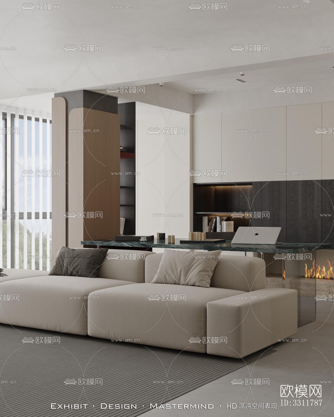 现代客餐厅效果图下载（渲染图1）