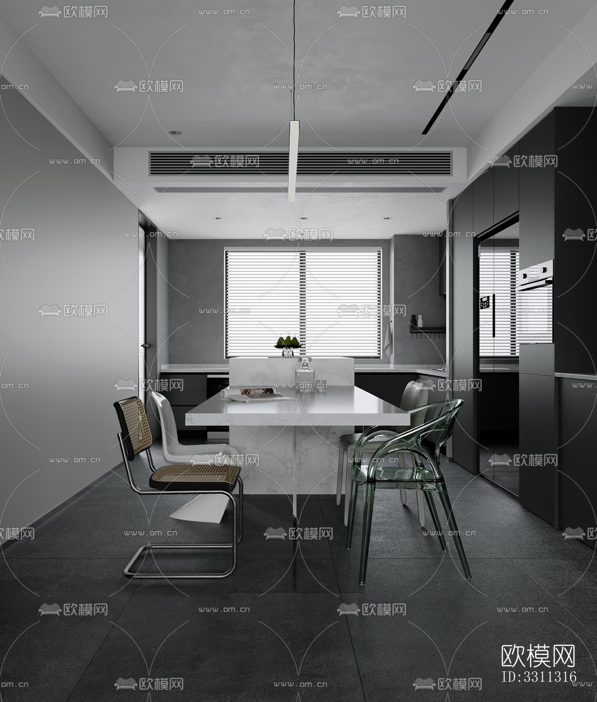现代客餐厅效果图下载（渲染图8）
