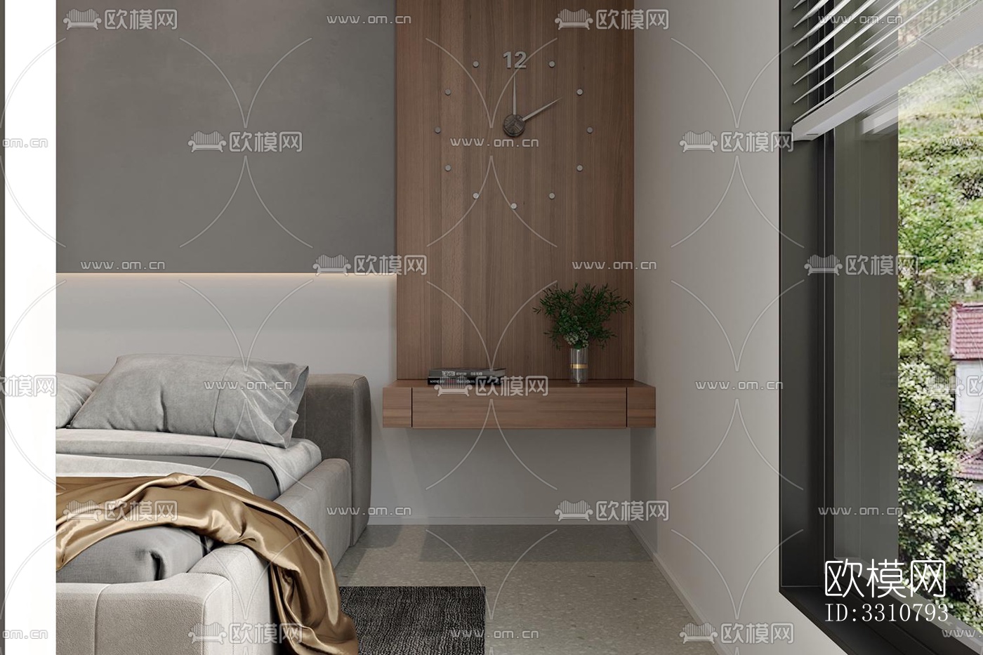 现代卧室效果图下载（渲染图5）