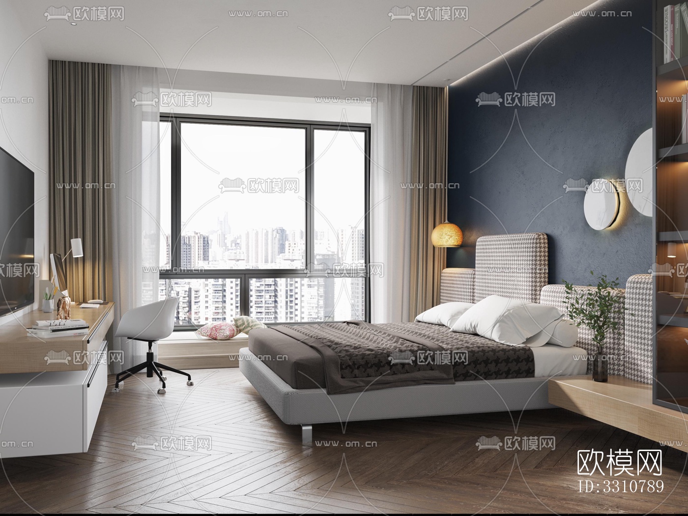 现代卧室效果图下载（渲染图6）
