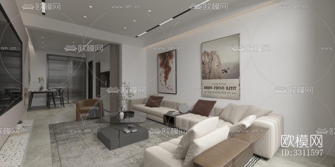 现代客餐厅效果图下载（渲染图4）