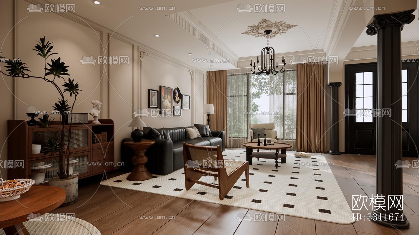 现代客餐厅效果图下载（渲染图4）