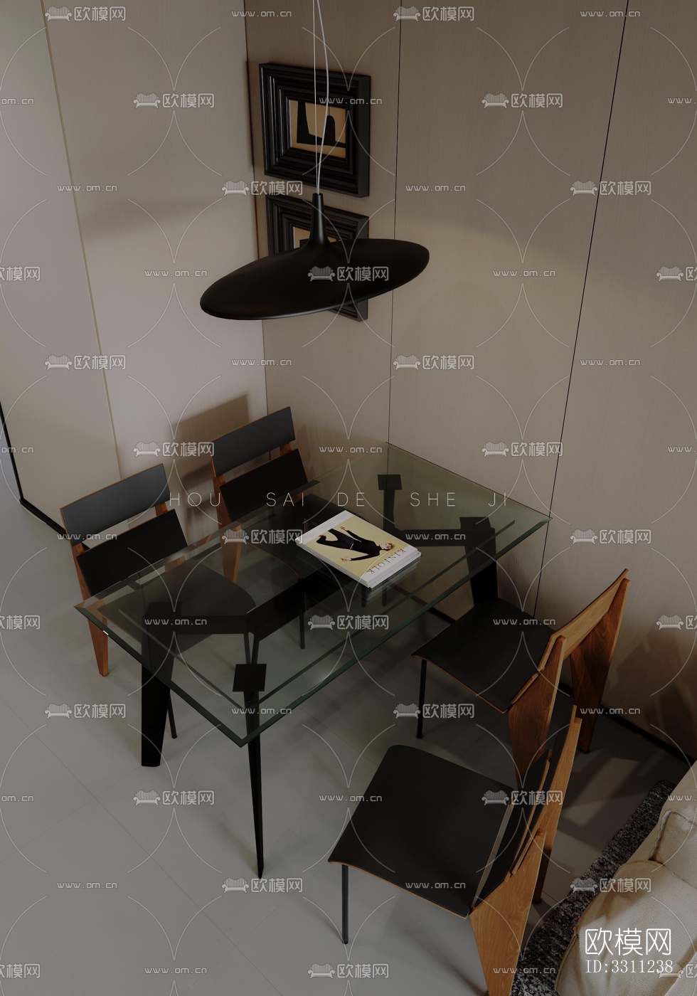 现代客餐厅效果图下载（渲染图2）