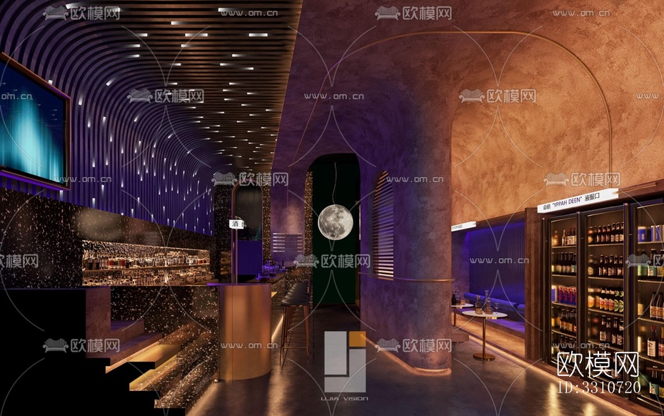 侘寂酒吧效果图-免费3dmax模型库-欧模网