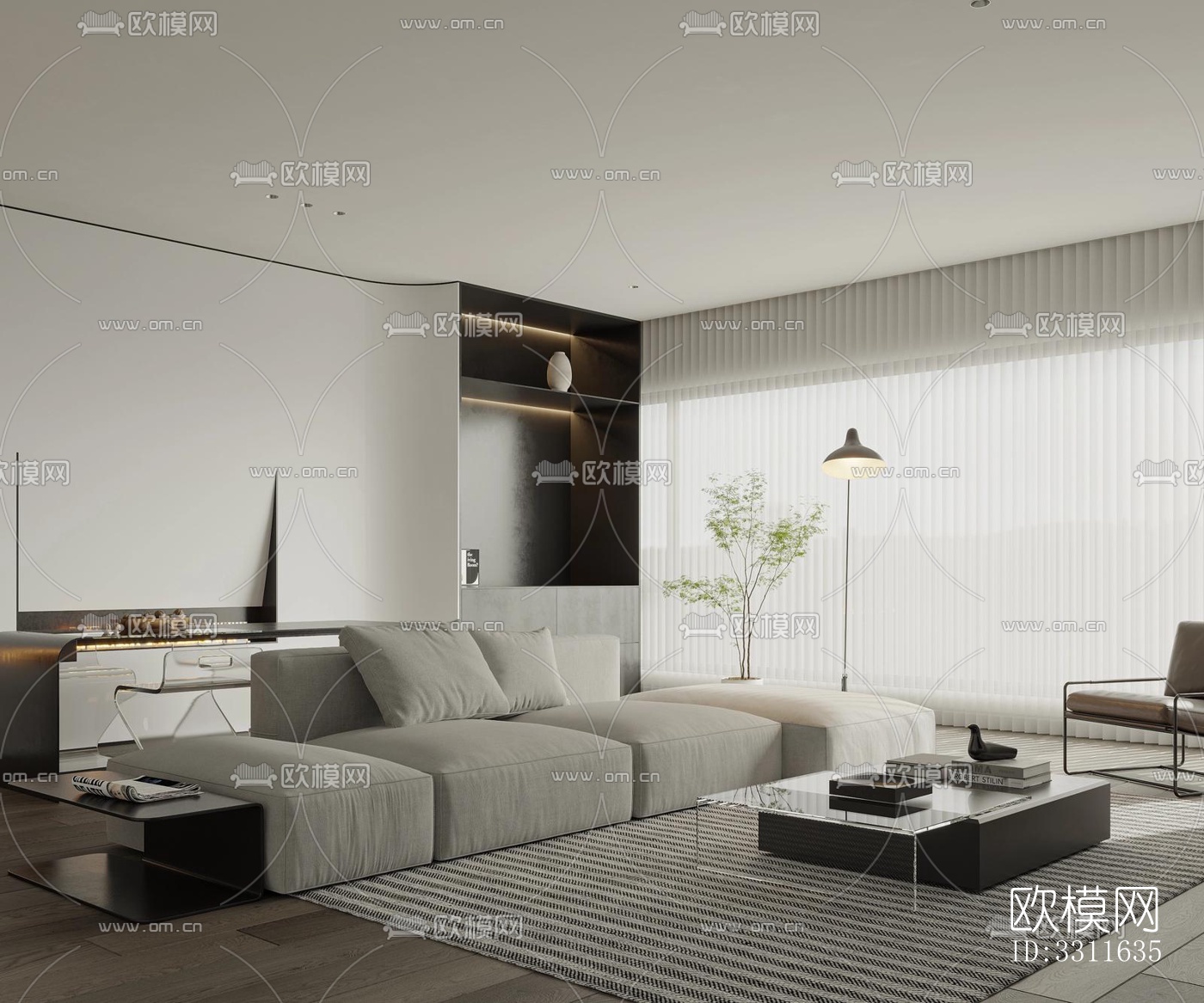 现代客餐厅效果图下载（渲染图1）