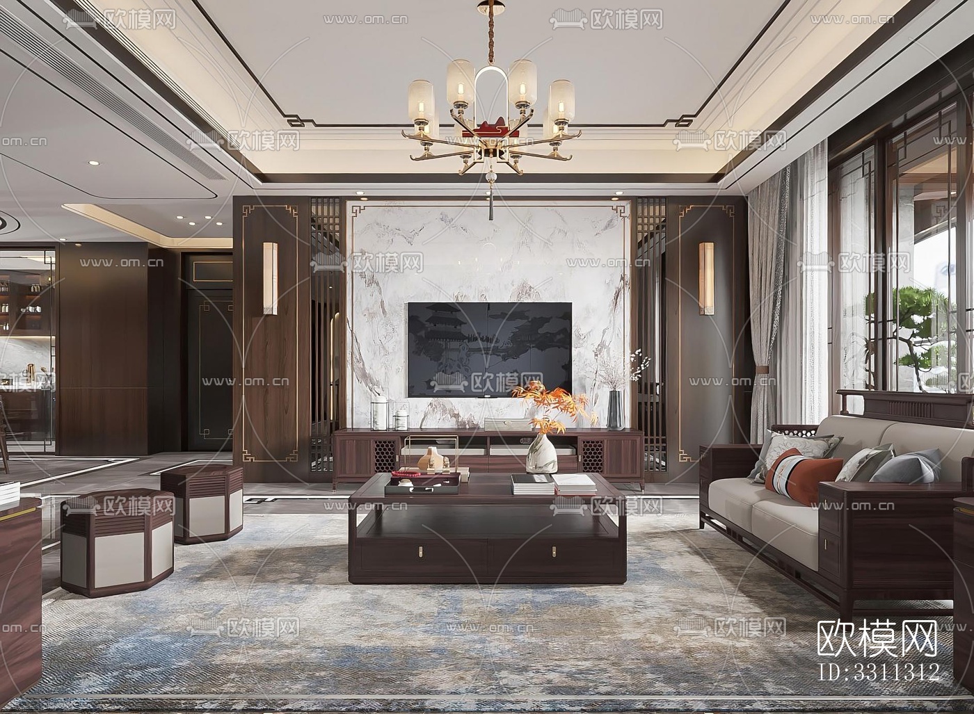 现代客餐厅效果图下载（渲染图4）