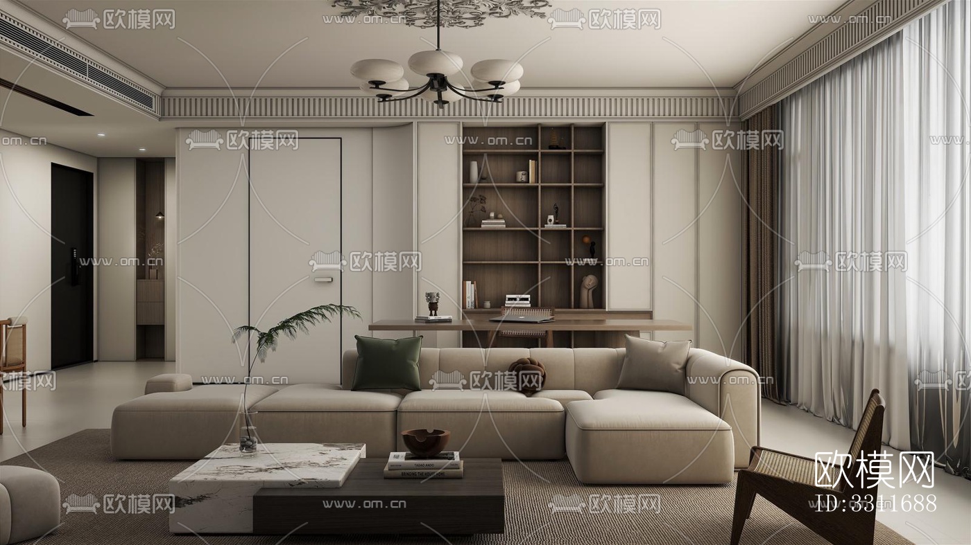 现代客餐厅效果图下载（渲染图2）