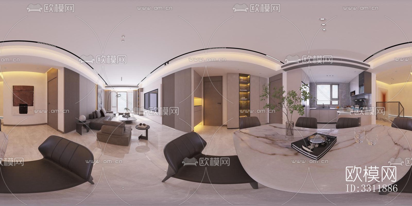 现代客餐厅效果图下载（渲染图9）