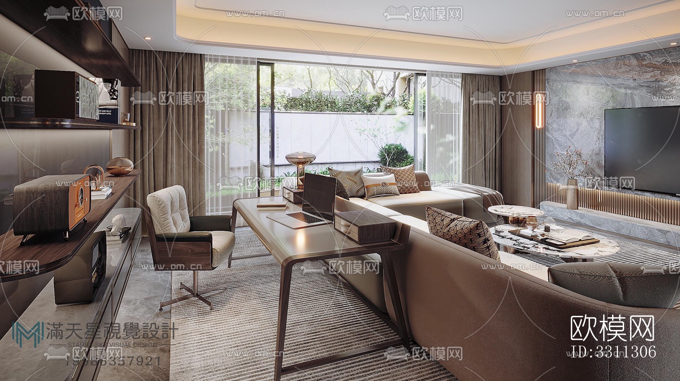 现代客餐厅效果图下载（渲染图5）