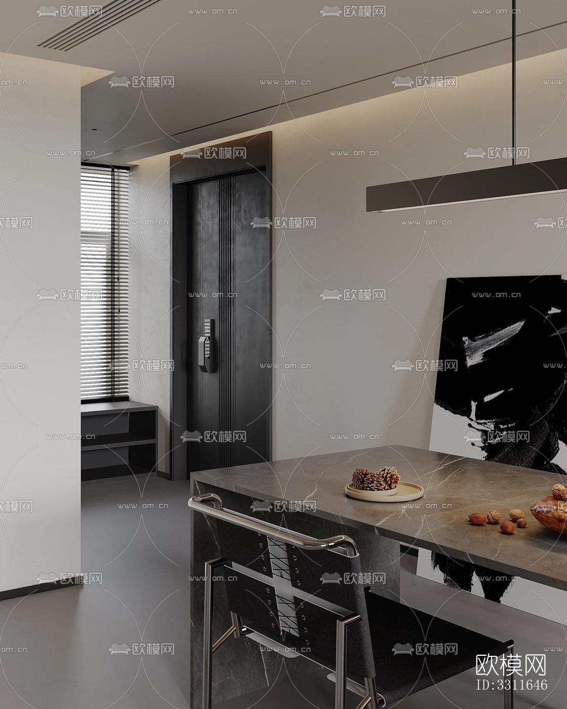 现代客餐厅效果图下载（渲染图6）