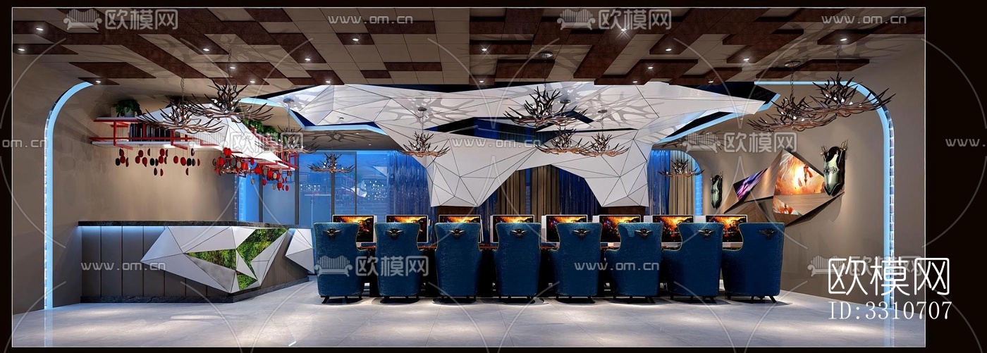 现代网咖效果图下载（渲染图1）