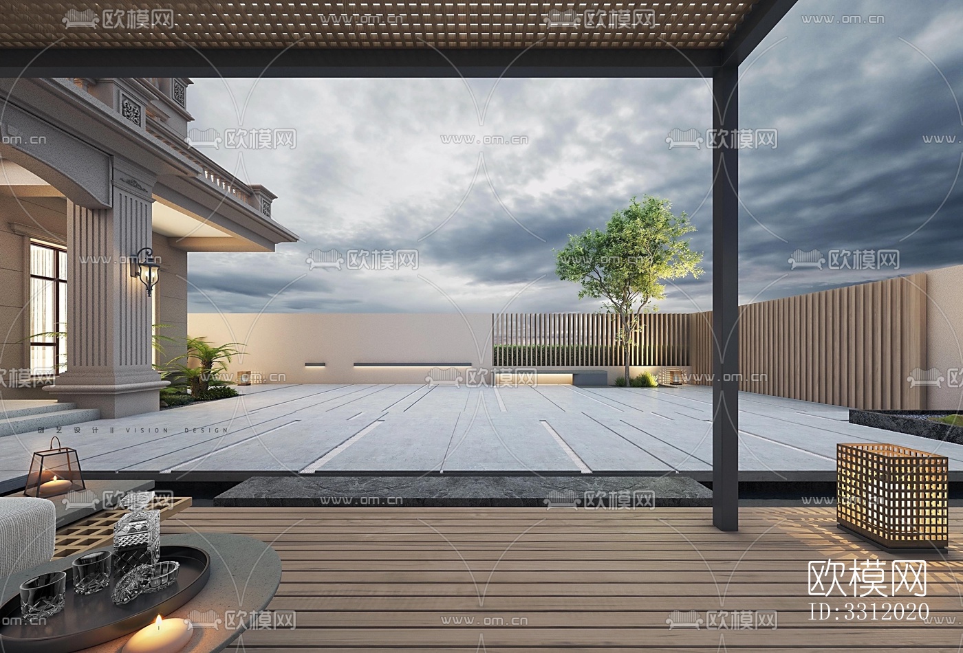 现代阳台花园效果图下载（渲染图2）