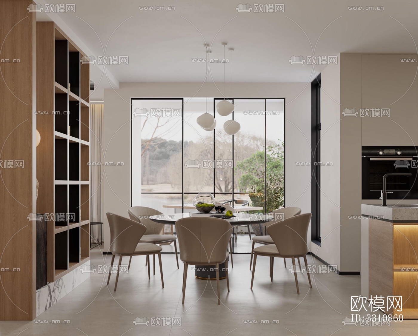 现代客餐厅效果图下载（渲染图3）