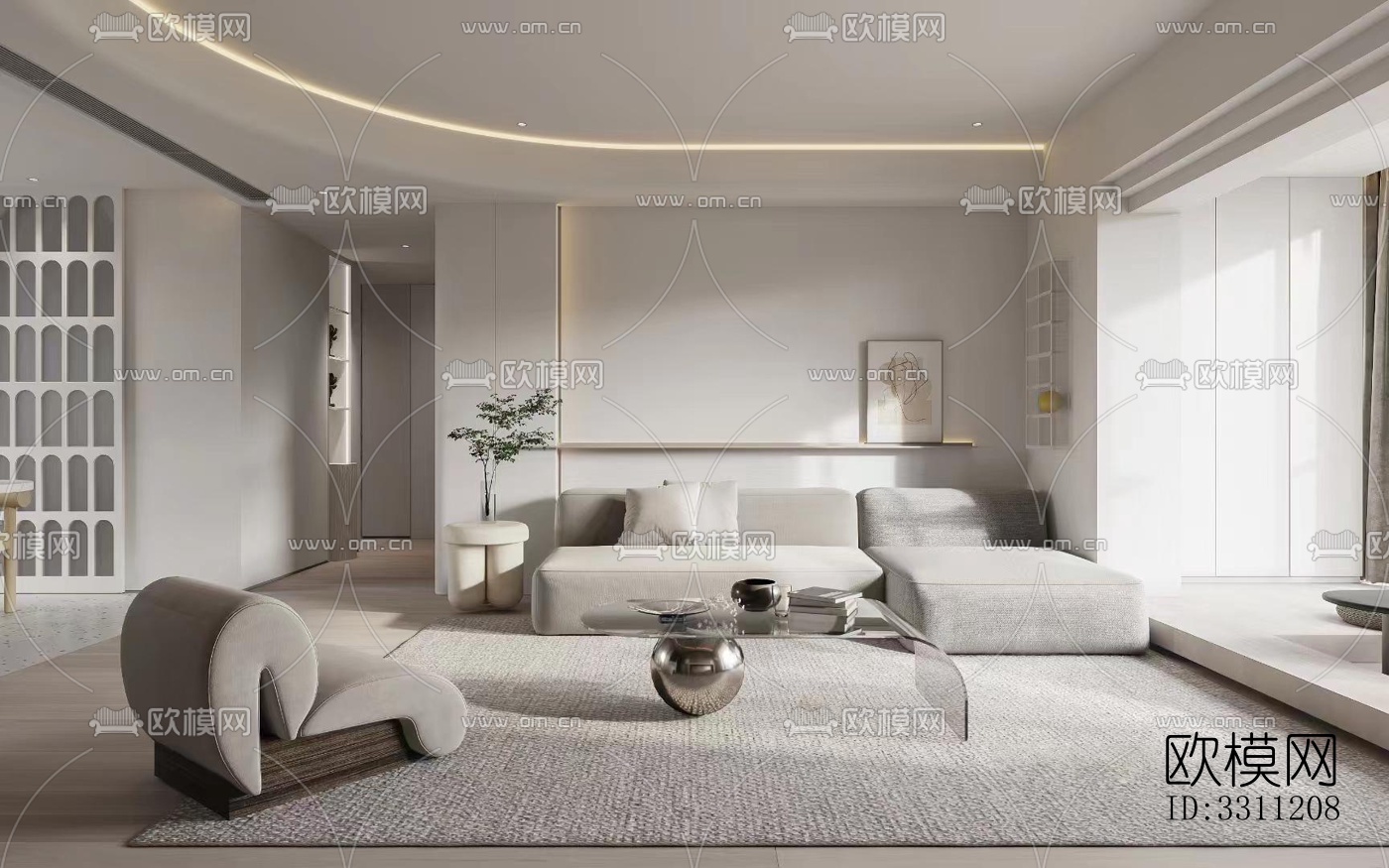 现代客餐厅效果图下载（渲染图6）