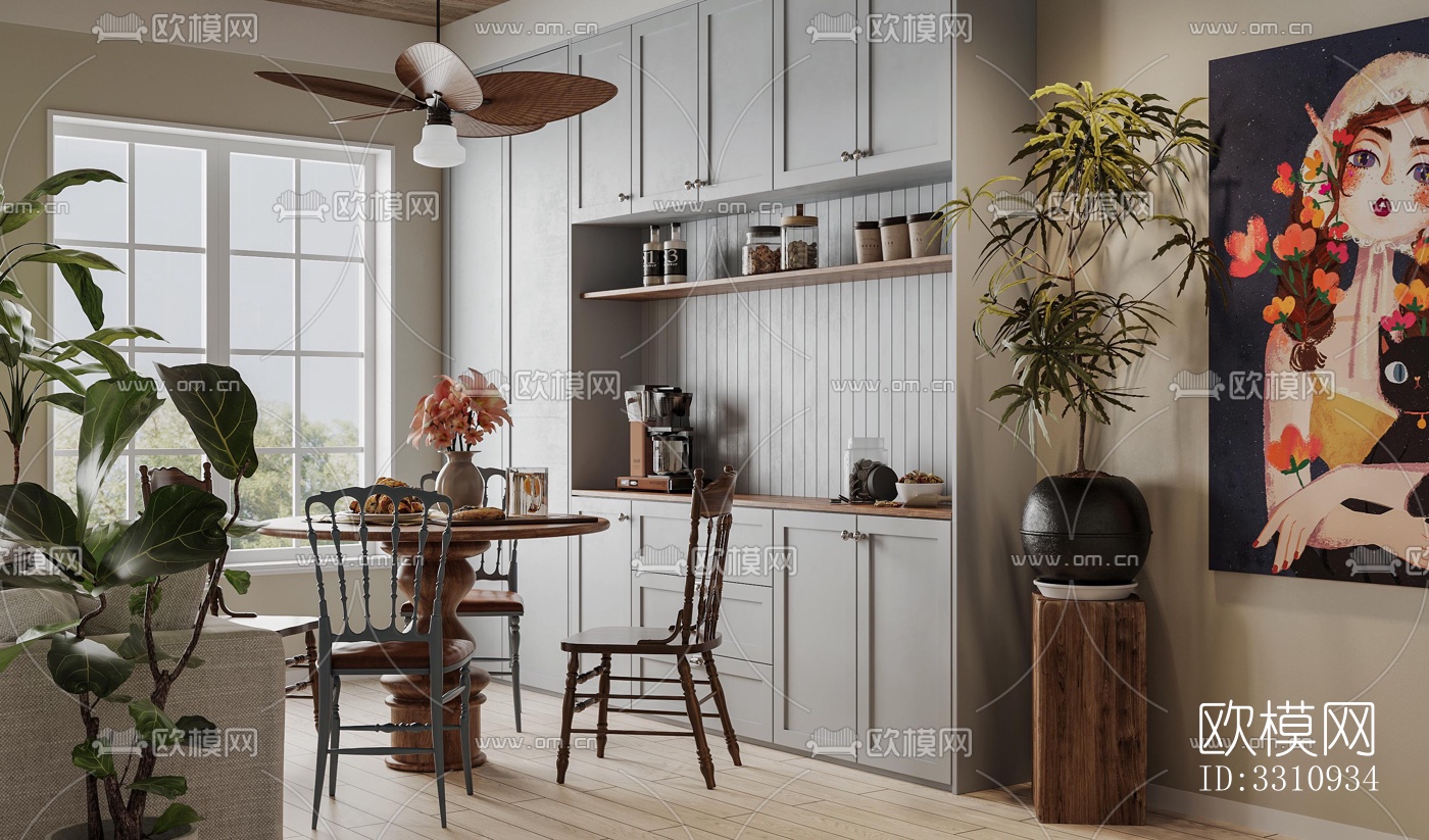 现代客餐厅效果图下载（渲染图5）