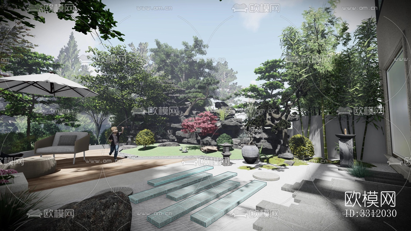 现代阳台花园效果图下载（渲染图3）