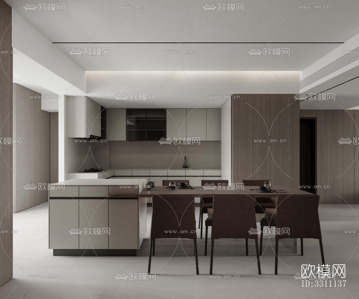 现代客餐厅效果图下载（渲染图4）