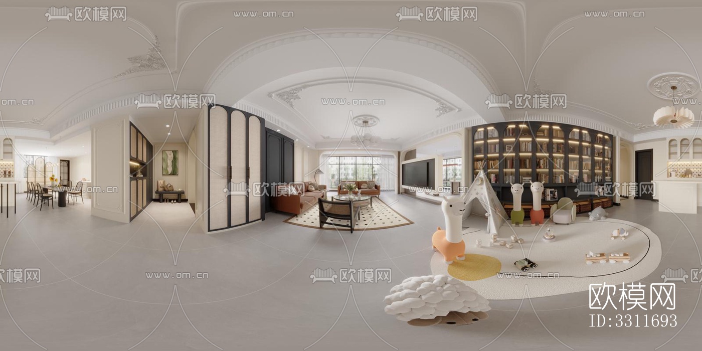 现代客餐厅效果图下载（渲染图6）