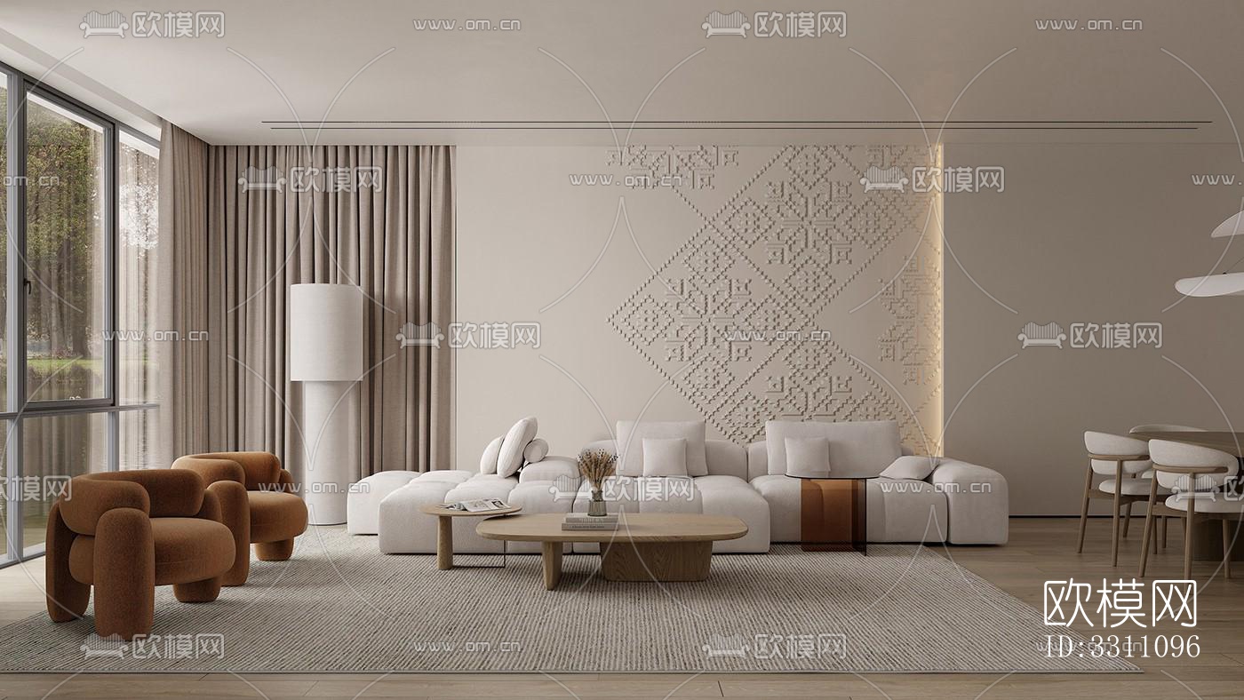 现代客餐厅效果图下载（渲染图1）