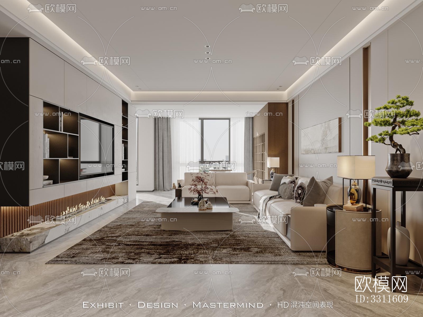 现代客餐厅效果图下载（渲染图4）