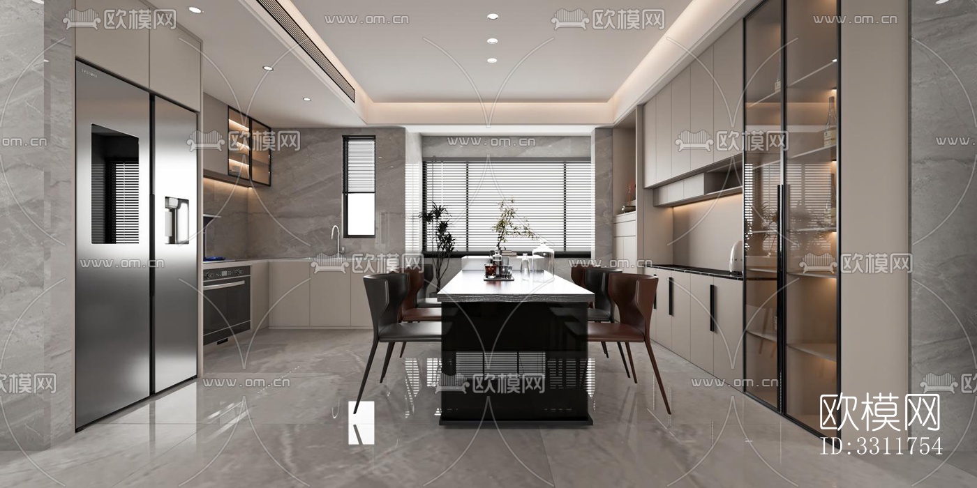 现代客餐厅效果图下载（渲染图6）