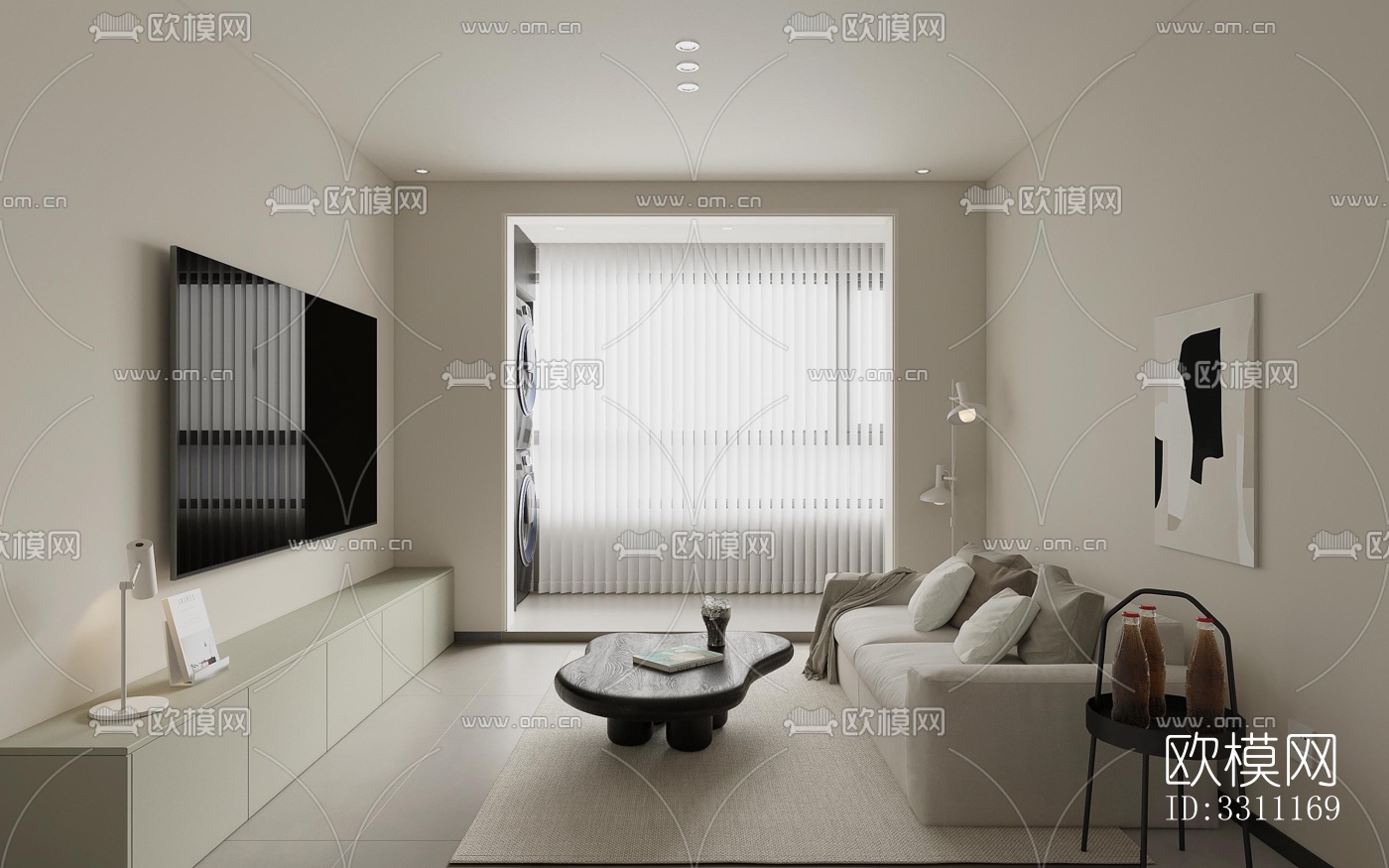 现代客餐厅效果图下载（渲染图1）