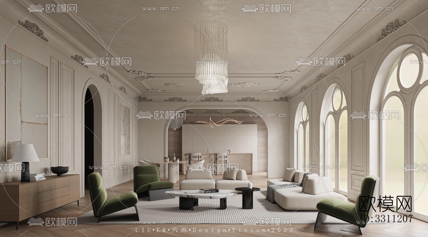 现代客餐厅效果图下载（渲染图6）