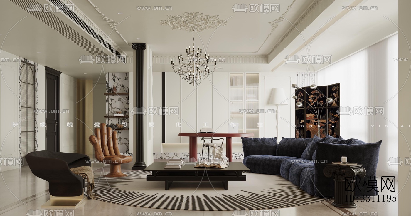 现代客餐厅效果图下载（渲染图4）