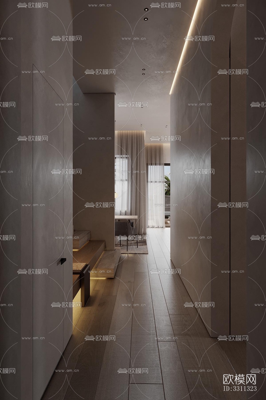 现代客餐厅效果图下载（渲染图2）