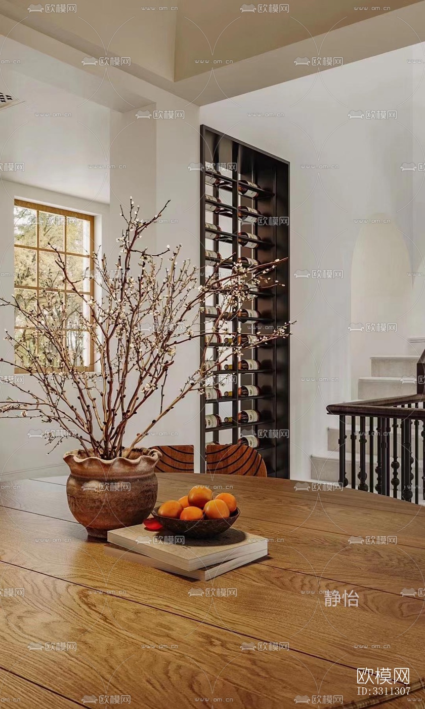 现代客餐厅效果图下载（渲染图1）