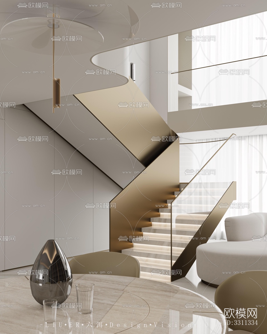 现代客餐厅效果图下载（渲染图7）