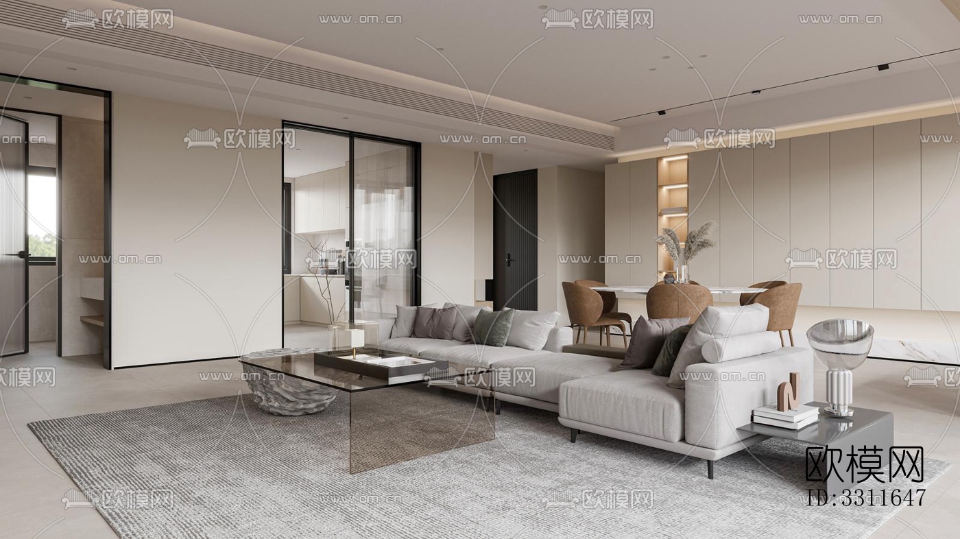 现代客餐厅效果图下载（渲染图5）