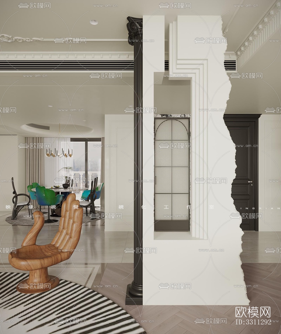 现代客餐厅效果图下载（渲染图2）