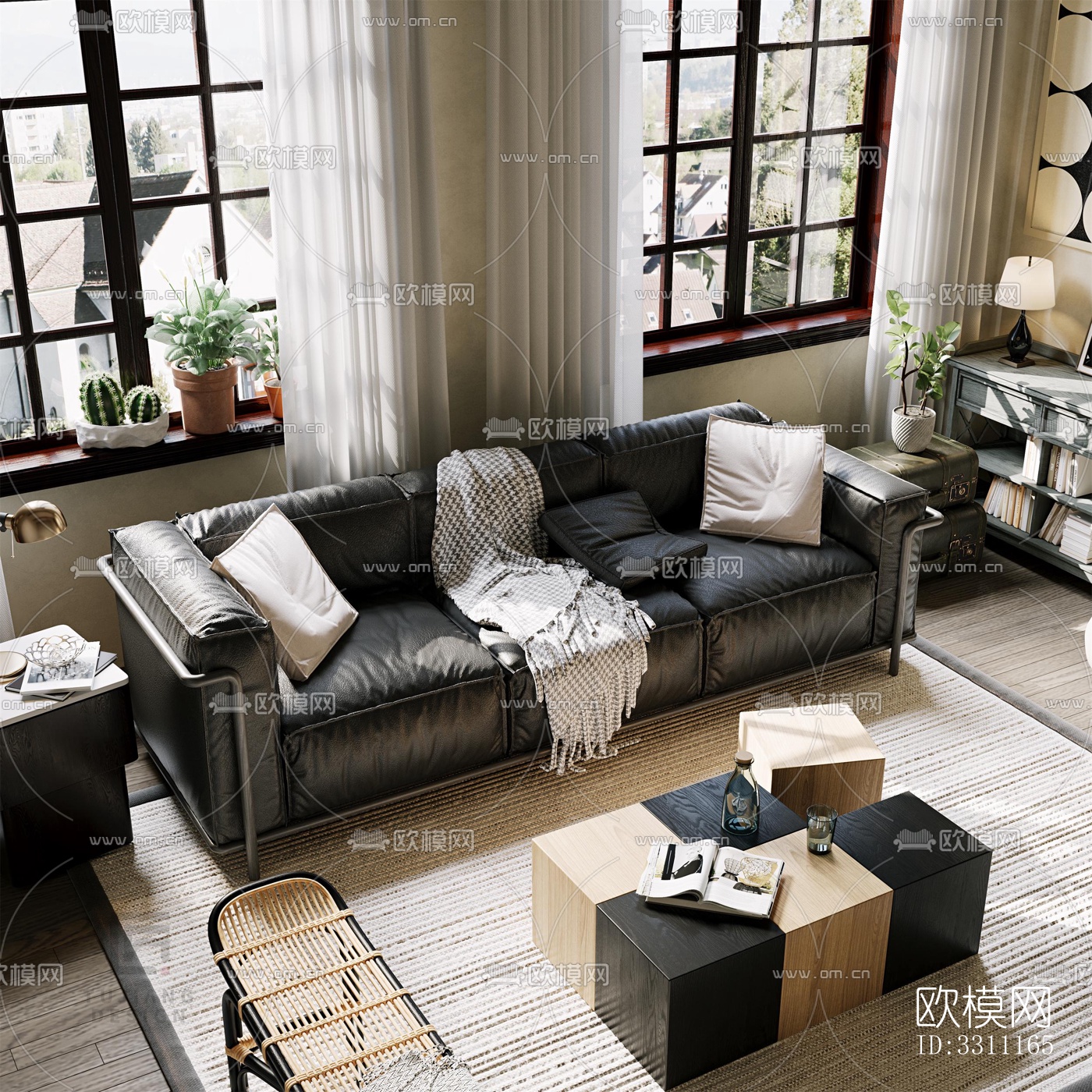 现代客餐厅效果图下载（渲染图1）