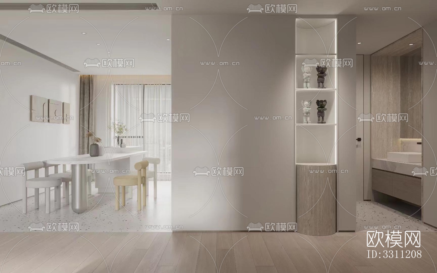 现代客餐厅效果图下载（渲染图5）