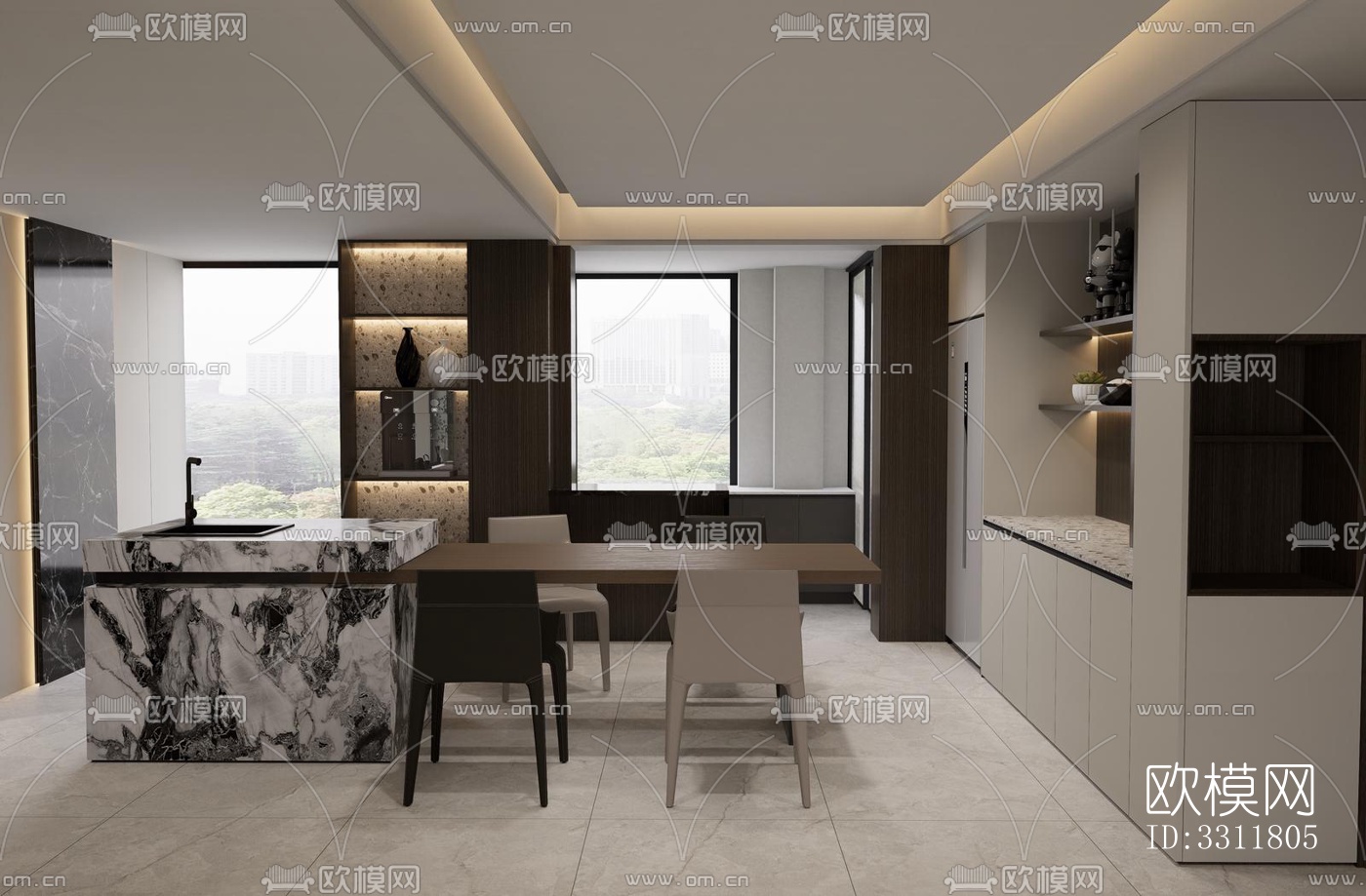 现代客餐厅效果图下载（渲染图13）