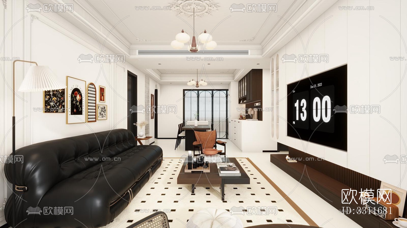 现代客餐厅效果图下载（渲染图3）