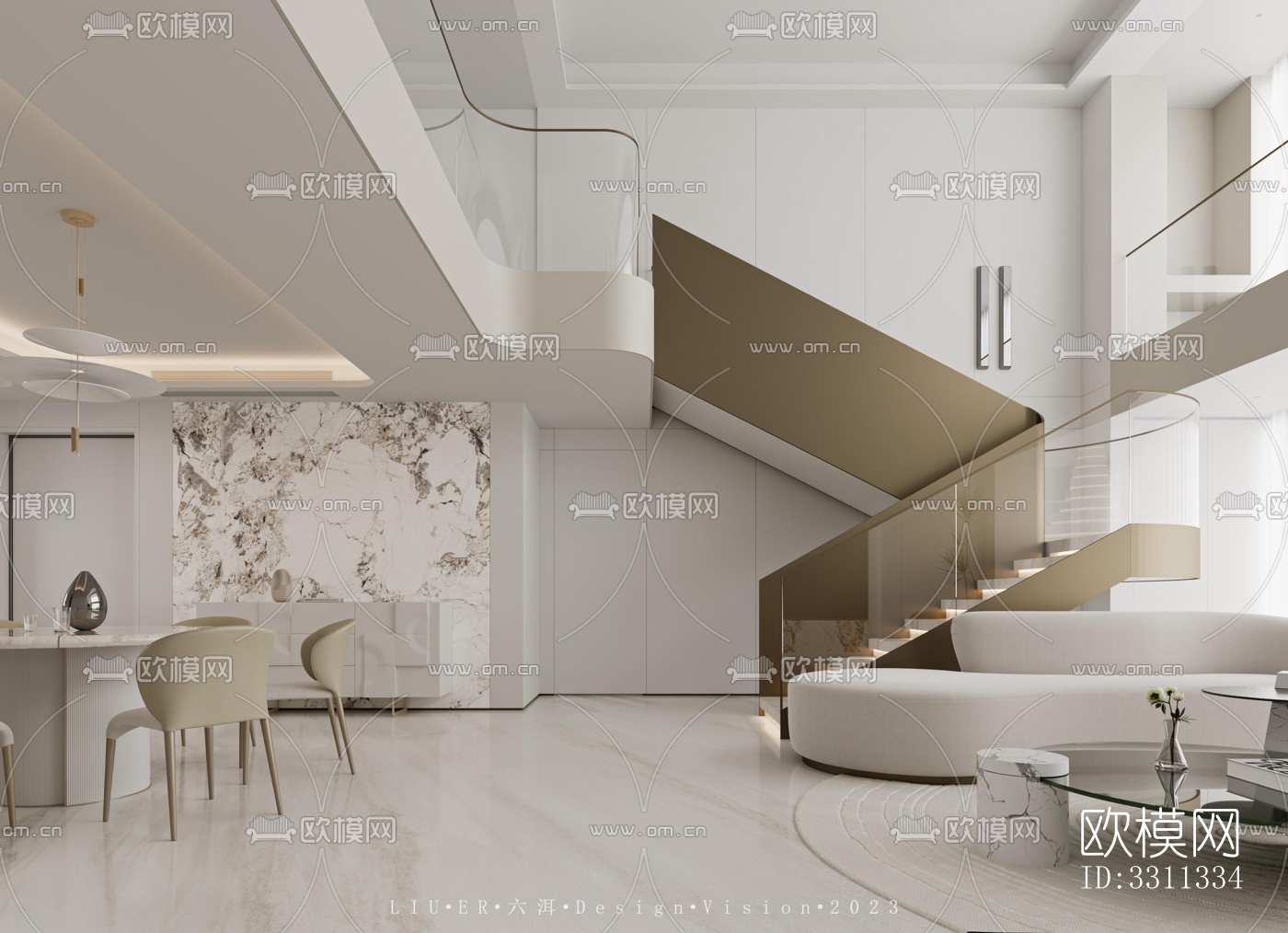 现代客餐厅效果图下载（渲染图13）