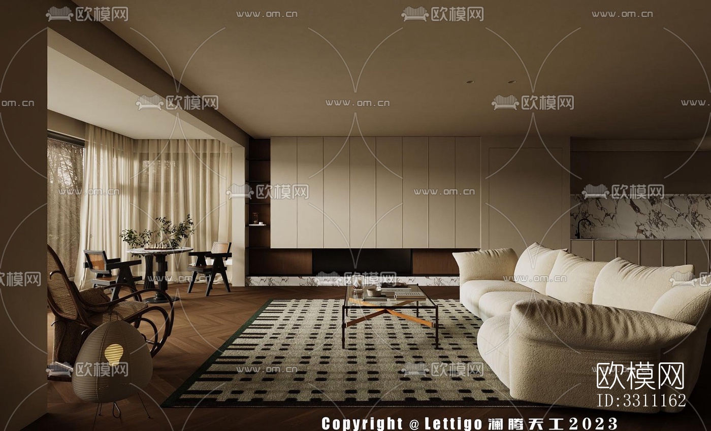 现代客餐厅效果图下载（渲染图3）