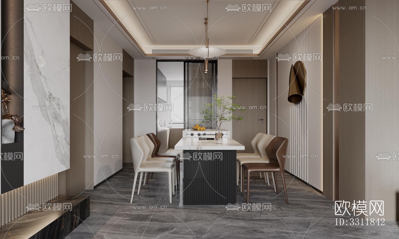 现代客餐厅效果图下载（渲染图5）