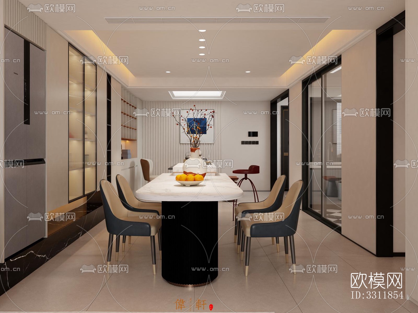 现代客餐厅效果图下载（渲染图3）